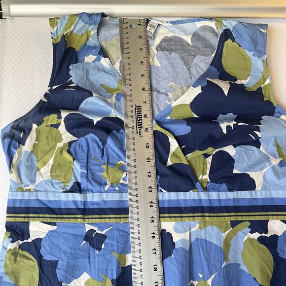 Croft & Barrow Women Midi Dress 1X Blue Floral Fit Flare Sleeveless V-neck - Picture 7 of 11